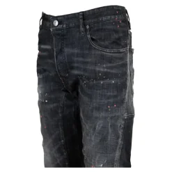 Button Jeans mit Lederpatch