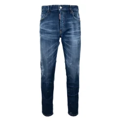Button Jeans mit Lederpatch