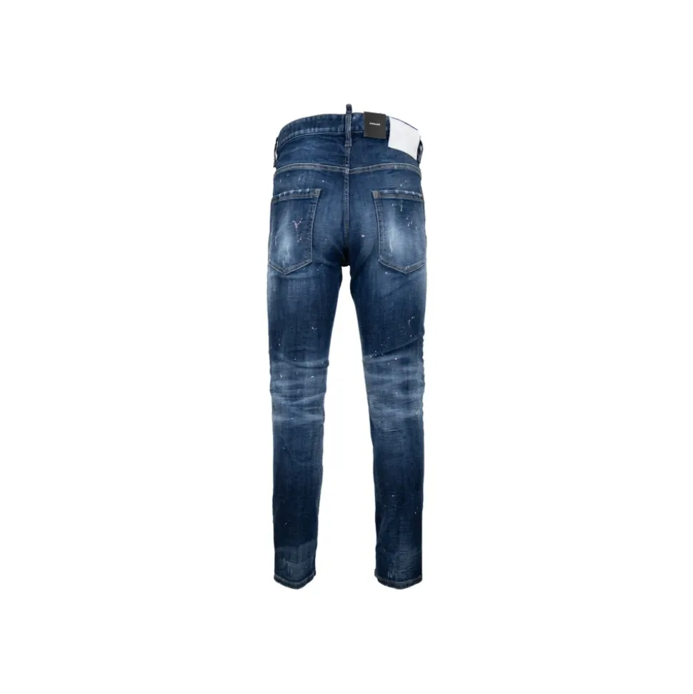 Button Jeans mit Lederpatch