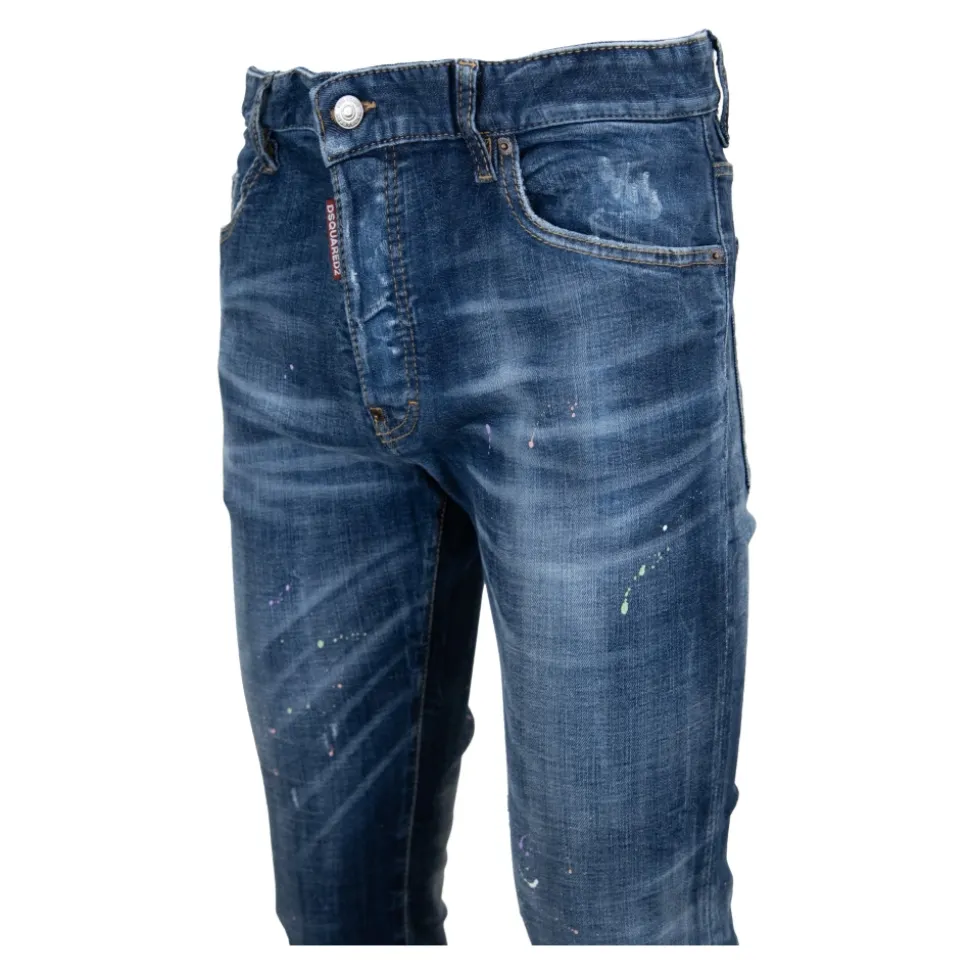 Button Jeans mit Lederpatch