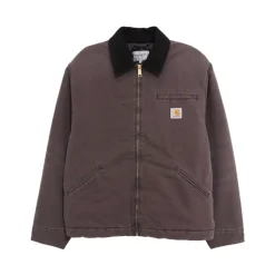 Canvas-Textur Zip-Jacke mit Cordkragen