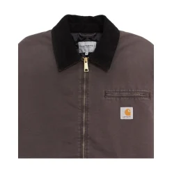 Canvas-Textur Zip-Jacke mit Cordkragen