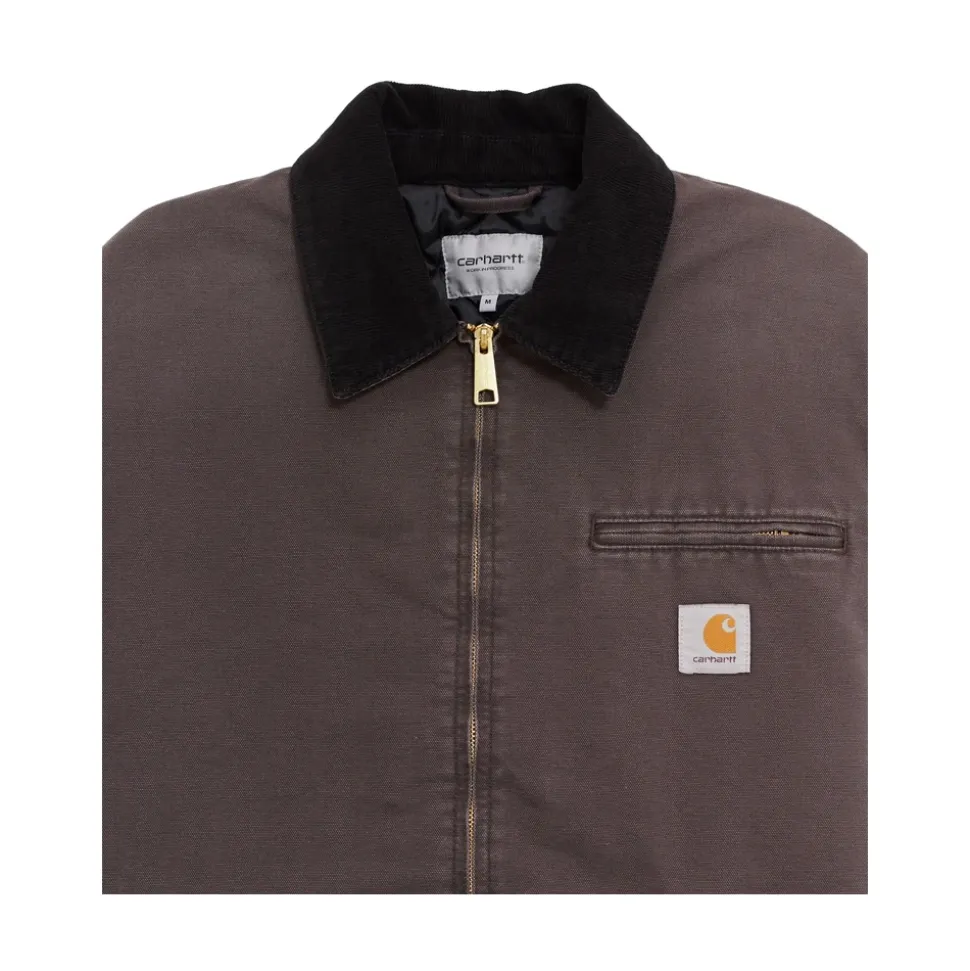 Canvas-Textur Zip-Jacke mit Cordkragen