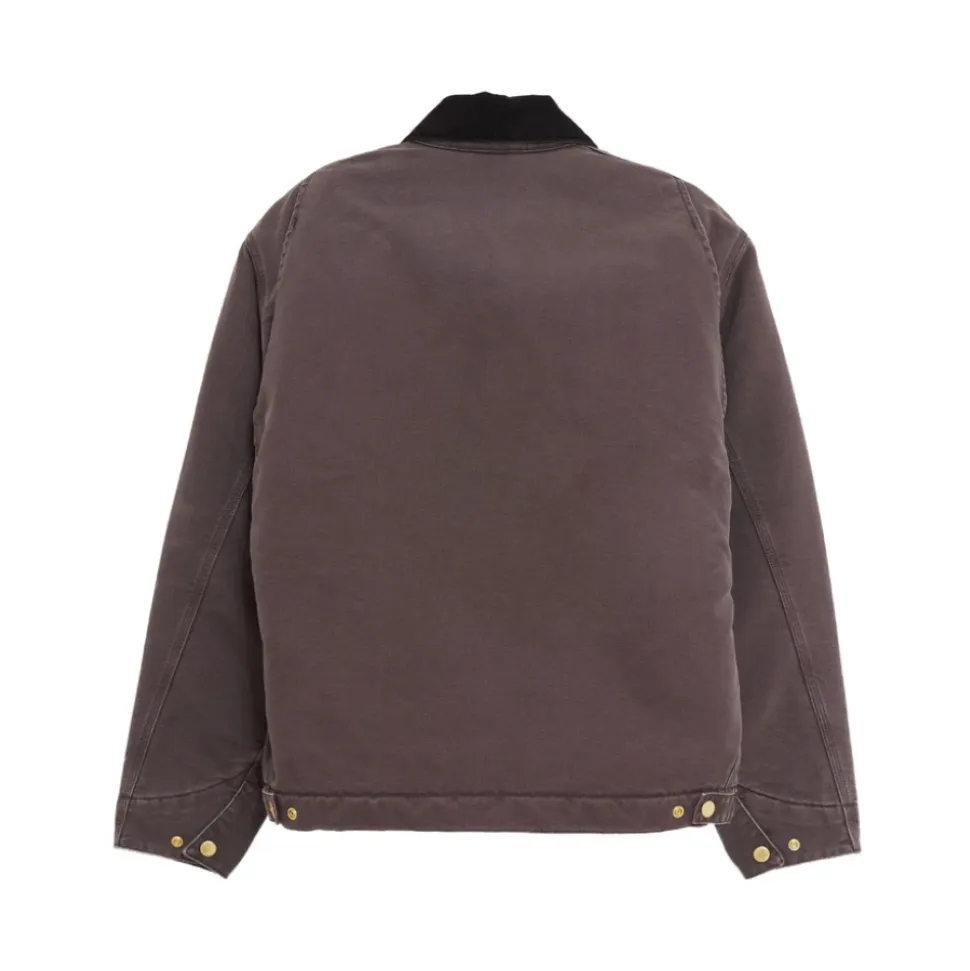 Canvas-Textur Zip-Jacke mit Cordkragen