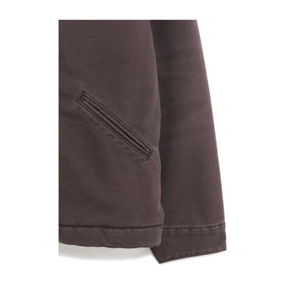 Canvas-Textur Zip-Jacke mit Cordkragen