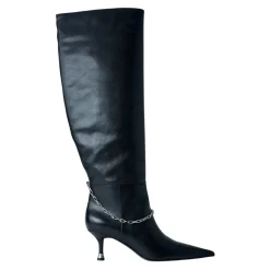 Chain Detail Kniehohe Lederstiefel