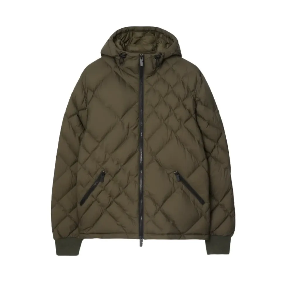 Check-stitch Nylon Doversgreen Puffer Jacket