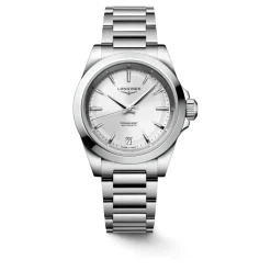 CONQUEST Silbernes Sonnenstrahl-Zifferblatt Stahl Uhr
