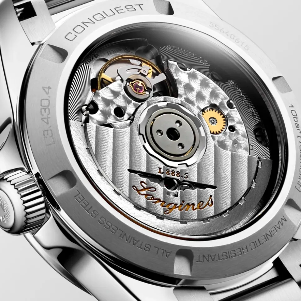 CONQUEST Silbernes Sonnenstrahl-Zifferblatt Stahl Uhr
