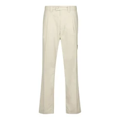Cremefarbene Baumwoll-Tapered-Hose