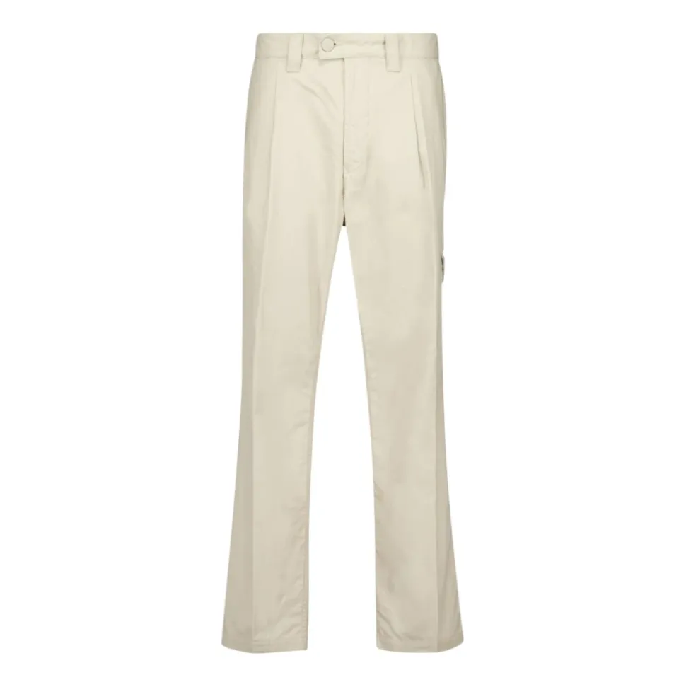Cremefarbene Baumwoll-Tapered-Hose