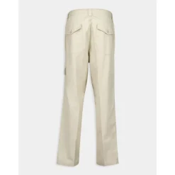 Cremefarbene Baumwoll-Tapered-Hose