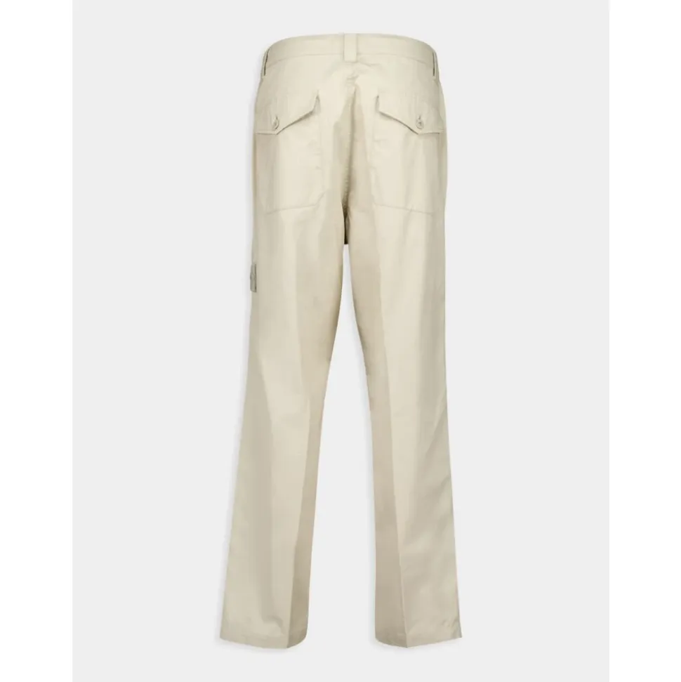 Cremefarbene Baumwoll-Tapered-Hose