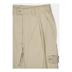 Cremefarbene Baumwoll-Tapered-Hose