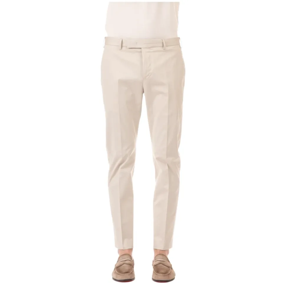 Cremefarbene Stretchhose aus Baumwolle