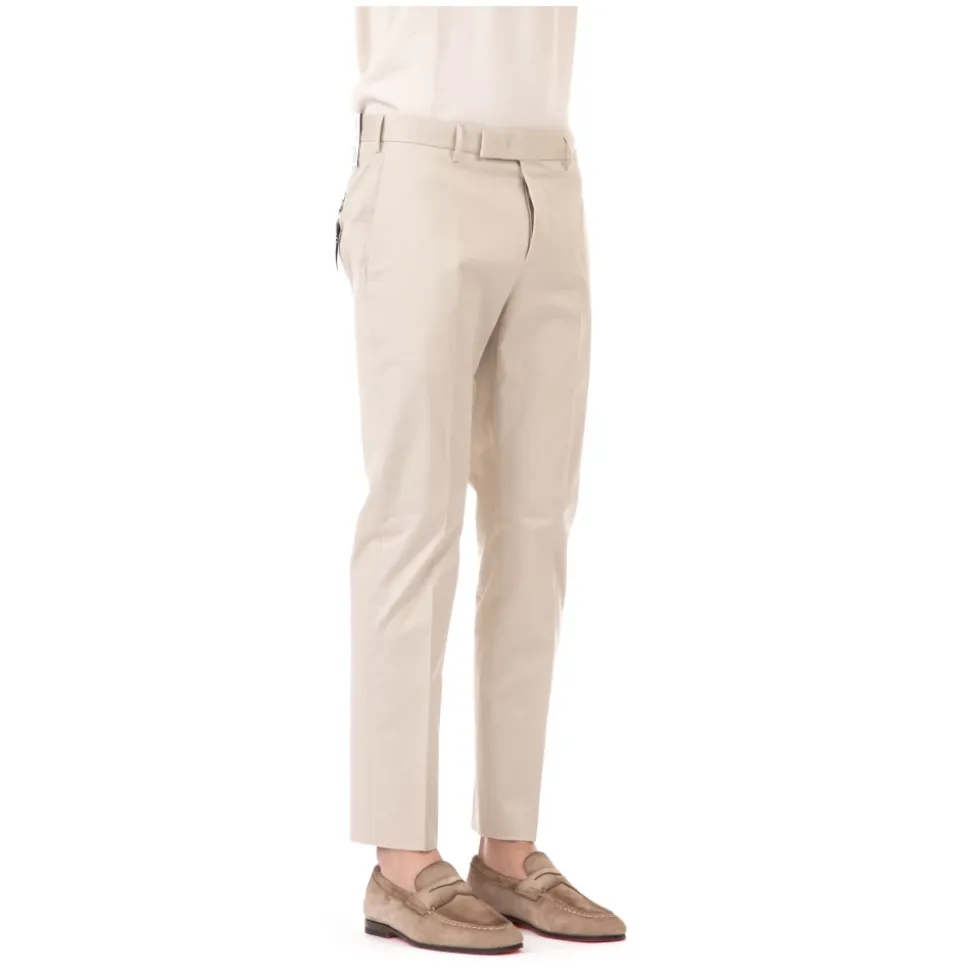 Cremefarbene Stretchhose aus Baumwolle