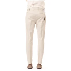 Cremefarbene Stretchhose aus Baumwolle