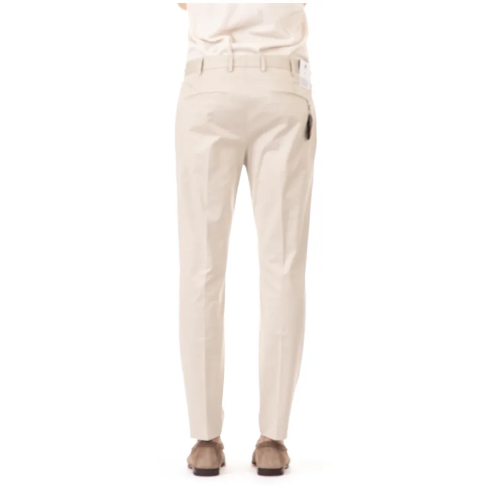 Cremefarbene Stretchhose aus Baumwolle