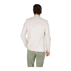 Cremefarbener Baumwollanzug Blazer Modell