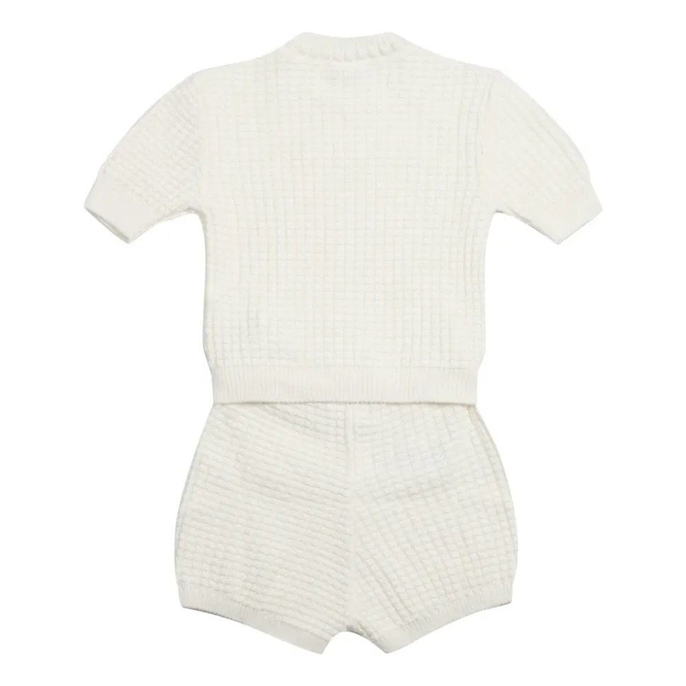 Cremefarbenes Kleid und T-Shirt Set