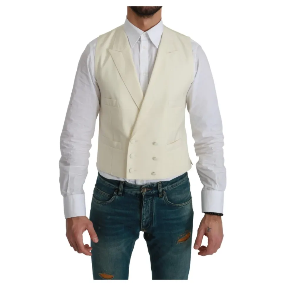 Cremefarbenes Off-White Formelles Wollweste