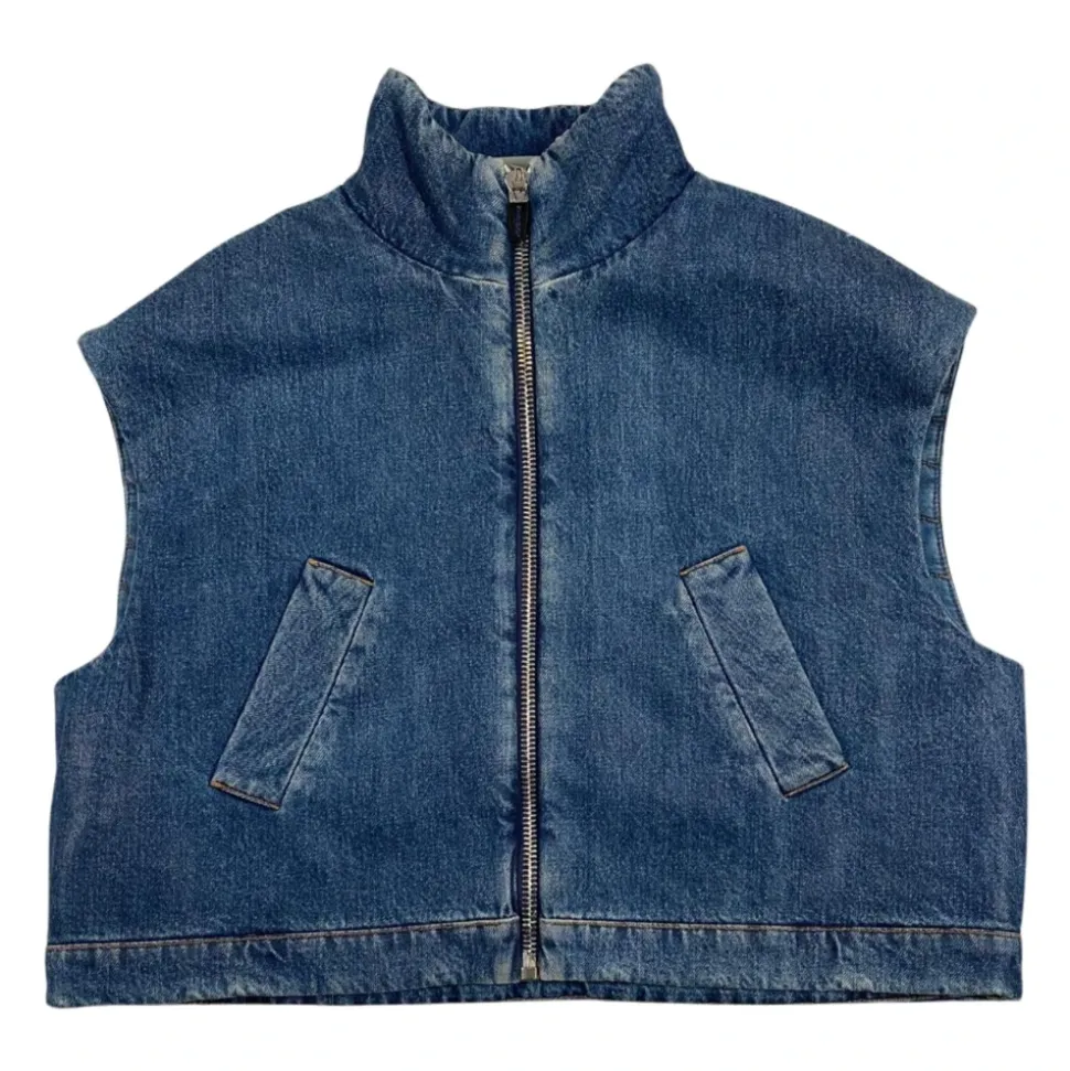 Cropped Denim Vest