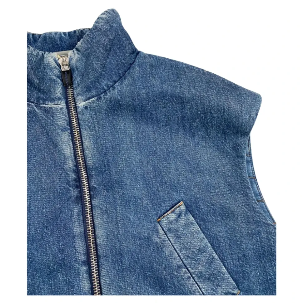 Cropped Denim Vest