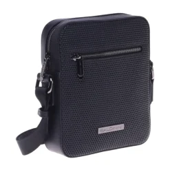 Crossbody bag in black speckled leather
