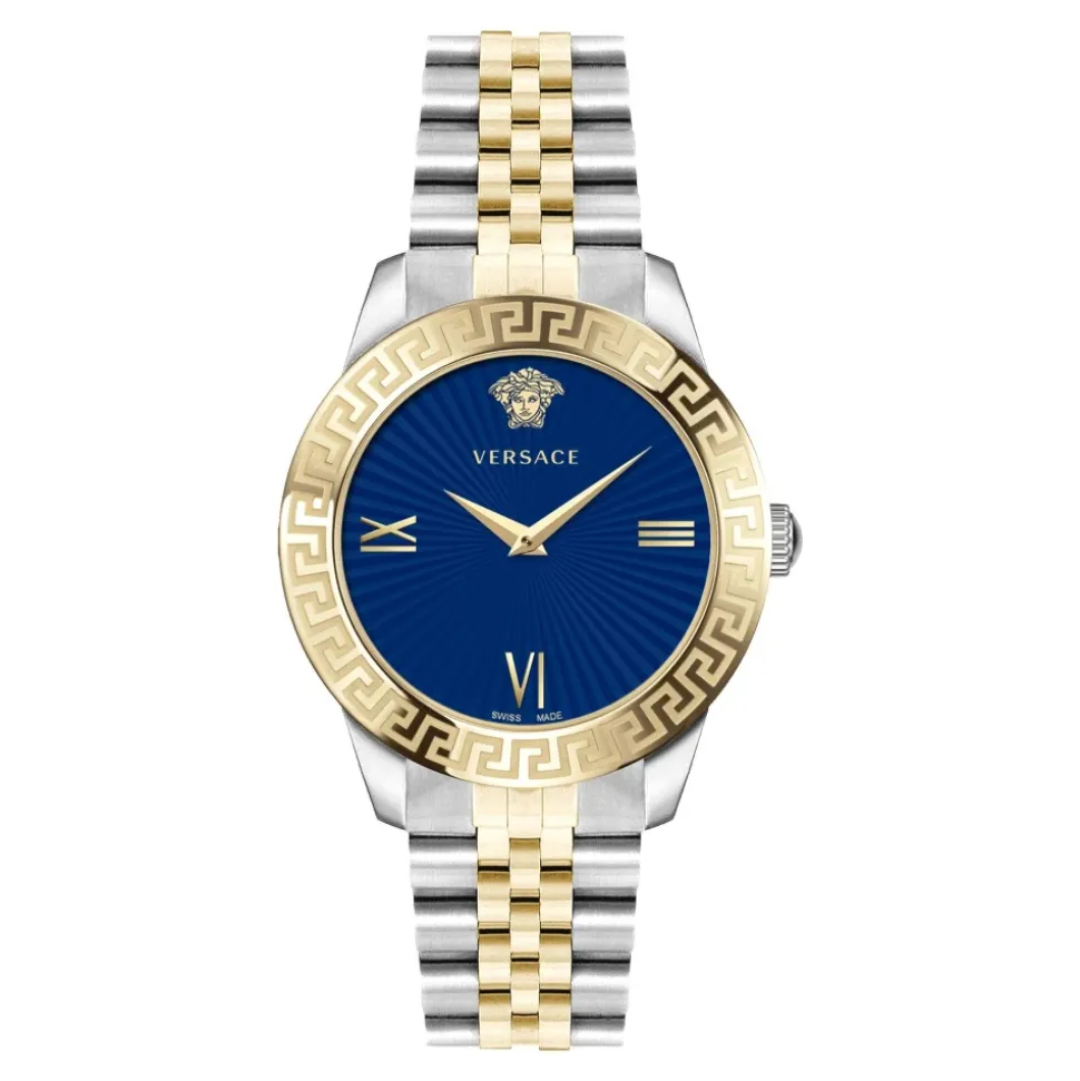 Damen Armbanduhr Gold/Silber Edelstahl Blaues Zifferblatt