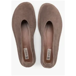 Damen Dunkel Beige Weiche Velours Ballerinas