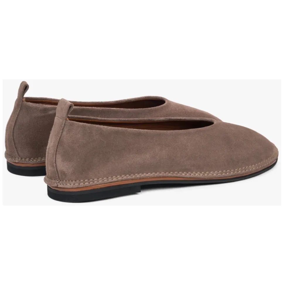 Damen Dunkel Beige Weiche Velours Ballerinas