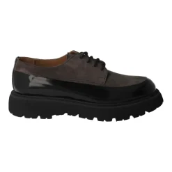 Damen Leder Schnürschuh in Schwarz/Grau