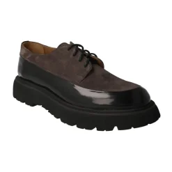 Damen Leder Schnürschuh in Schwarz/Grau