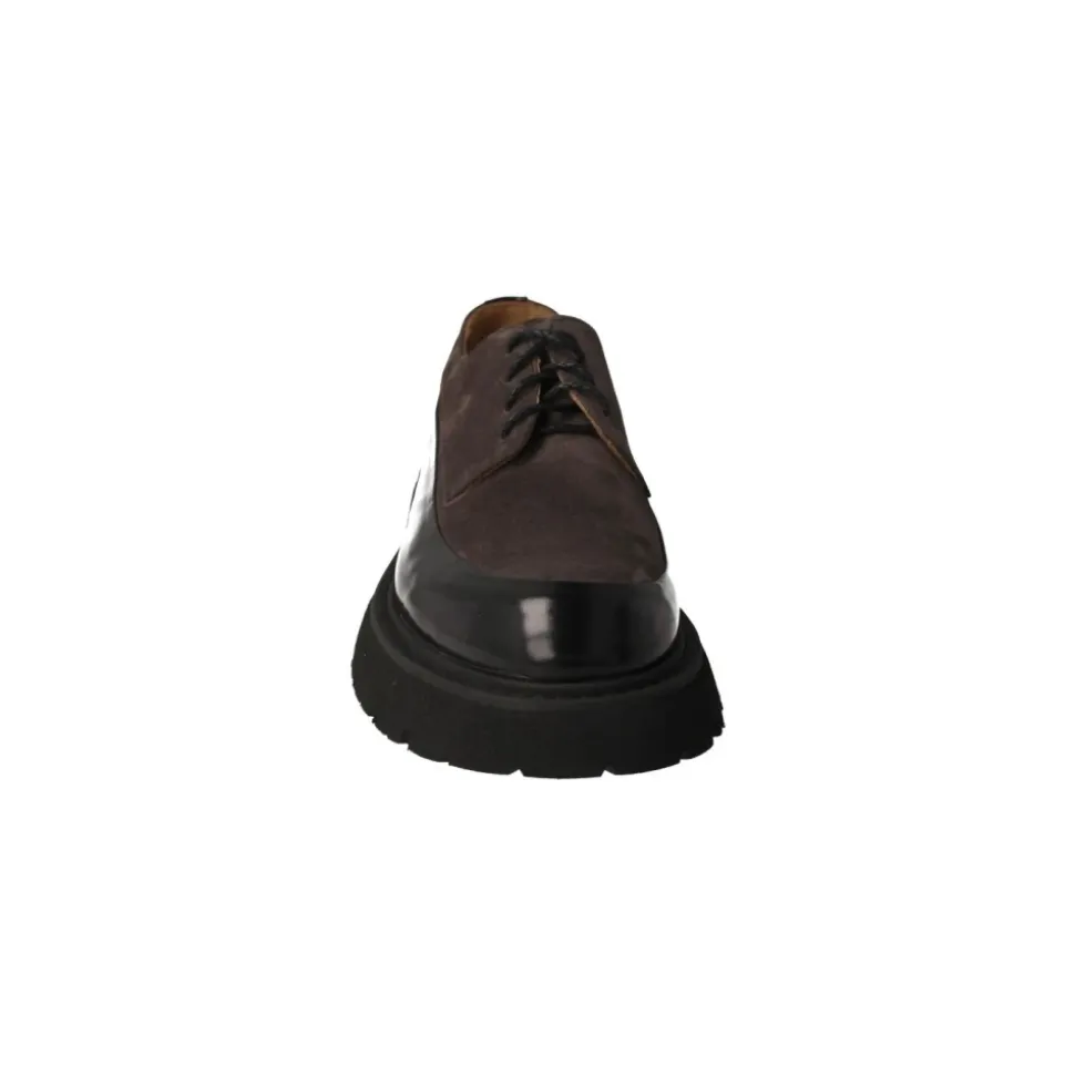 Damen Leder Schnürschuh in Schwarz/Grau