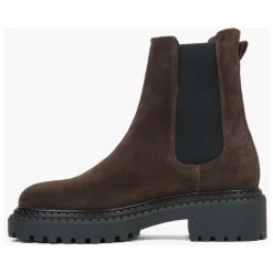 Damen Saddle Brown Platform Chelsea Boots aus echtem italienischem Velours