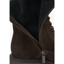 Damen Sattelbraune Ankle Boots aus Premium Italienischem Echtem Velours