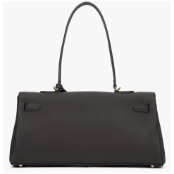 Damen Sattelbraune Schultertasche mit goldfarbener Hardware