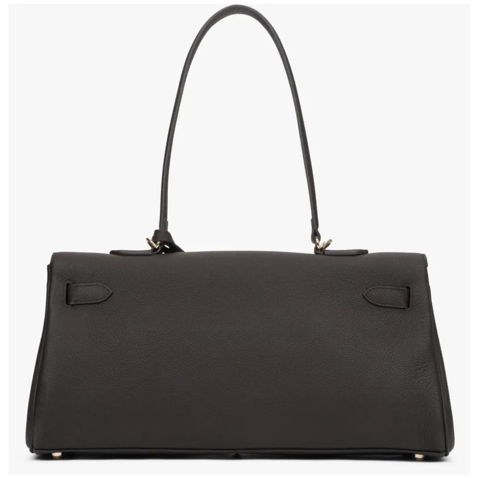 Damen Sattelbraune Schultertasche mit goldfarbener Hardware