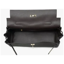 Damen Sattelbraune Schultertasche mit goldfarbener Hardware