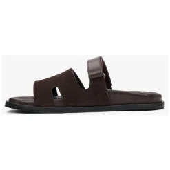 Damen Sattelbraune Velours- & Ledersandalen