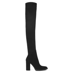 Damen schwarze über dem Knie Stiefel