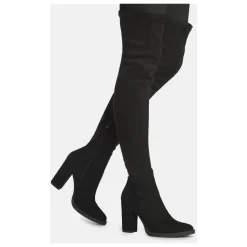 Damen schwarze über dem Knie Stiefel