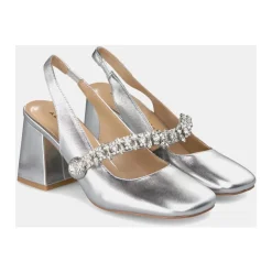Damenpumps mit Strass-Detail am Quadrat-Absatz