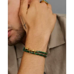 Dark Green Malachite Heishi Wrap Bracelet