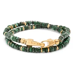 Dark Green Malachite Heishi Wrap Bracelet