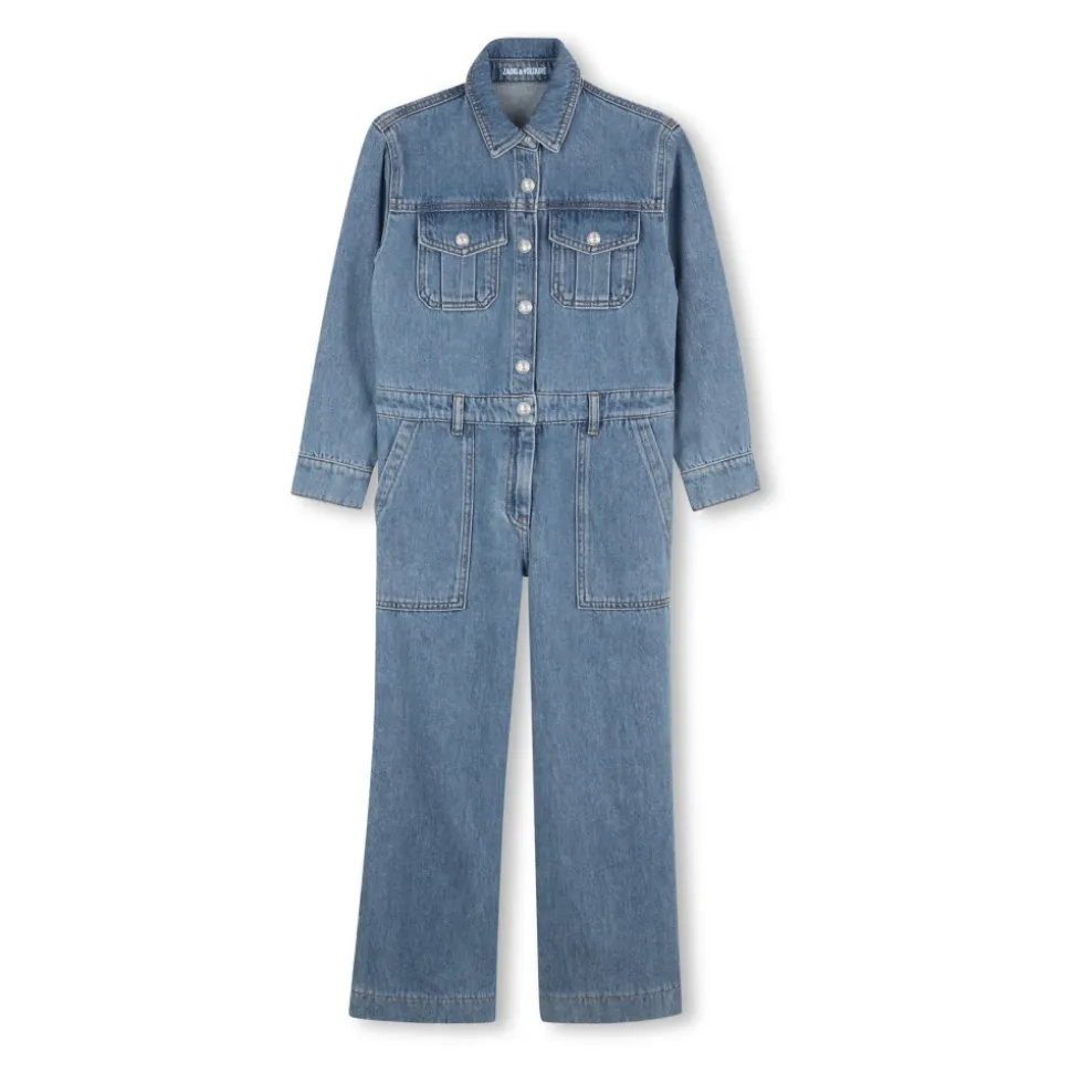 Denim Jumpsuit mit Hemdkragen