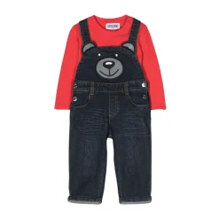 Denim Salopette und Langarm-T-Shirt Set