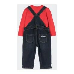 Denim Salopette und Langarm-T-Shirt Set