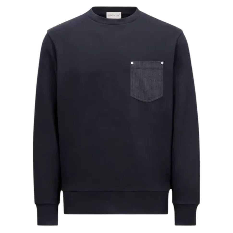 Denim-Brusttasche Baumwoll-Sweatshirt