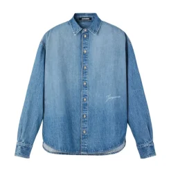 Denim-Hemd mit gesticktem Logo